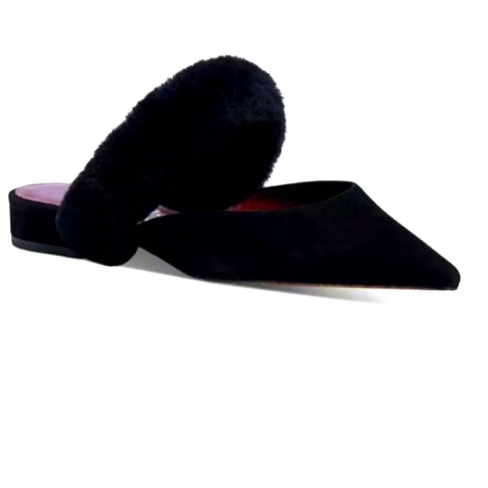 Kate Spade New York Marielle shearling suede ballerina mules